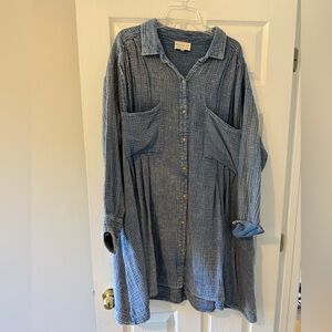 Blue Long Sleeve Dress